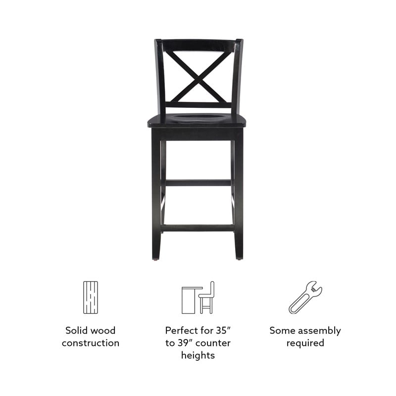 Linon X Back Wood Counter Stool 24
