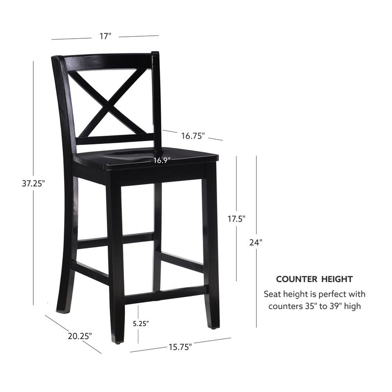 Linon X Back Wood Counter Stool 24