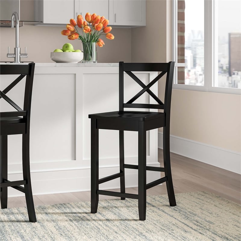 Linon X Back Wood Counter Stool 24