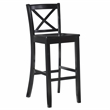 Linon X-Back 30&quot High Bar Stool in Black Painted Solid Rubberwood