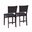Linon Triena Set of 2 Folding Chairs Brown Faux Leather Back/Seat in Merlot Wood