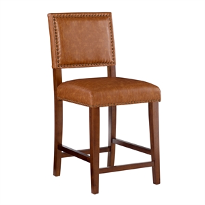 linon brook faux leather bar stool in caramel