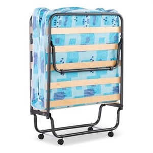 linon roma metal and fabric folding bed in blue