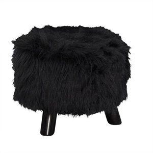 16 Inch Wide Foot Stool in Black
