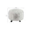 Linon June Faux Fur Wood Upholstered Foot Stool in White
