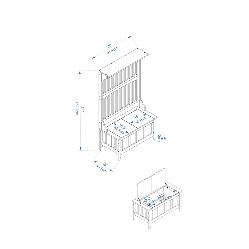 Linon Hall Tree with Storage Bench in Walnut Brown 84017WALC01KDU