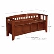 Linon Brandt Rubberwood Split Seat Slatted Back Storage Bench in Walnut Brown