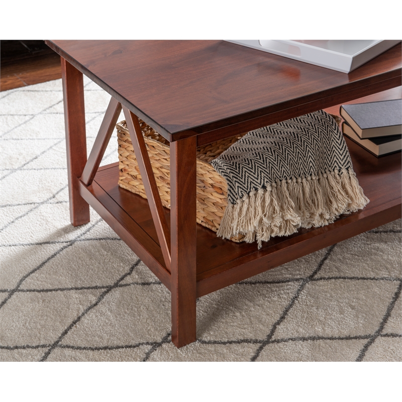 Linon Titian Pine Wood Coffee Table in Brown