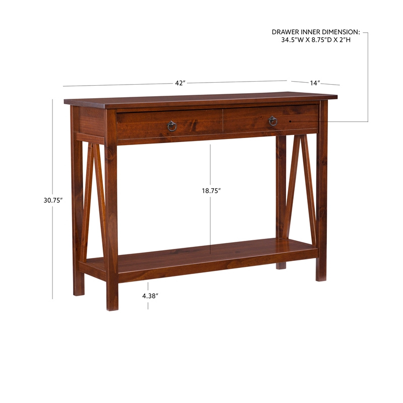Linon Titian Wood One Drawer Console Table in Brown