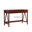 Linon Titian Pine Wood Classic One Drawer Desk in Rich Tobacco Brown Finish
