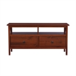 Linon Titian Wood Media Stand with 2 Drawers and Open Storage in Tobacco Brown