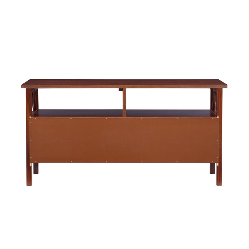 Linon Titian Wood Media Stand with 2 Drawers and Open Storage in Tobacco Brown