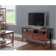 Linon Titian Wood Media Stand with 2 Drawers and Open Storage in Tobacco Brown
