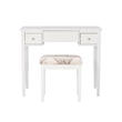 Linon Butterfly Vanity & Padded Stool Flip Up Mirror 2 Drawers in White Wood