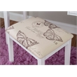 Linon Butterfly Vanity & Padded Stool Flip Up Mirror 2 Drawers in White Wood