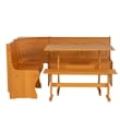 Linon Chelsea Corner Dining Nook Set with Storage in Solid Natural Wood