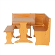 Linon Chelsea Corner Dining Nook Set with Storage in Solid Natural Wood