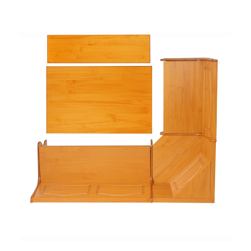 Linon Chelsea Corner Dining Nook Set with Storage in Solid Natural Wood