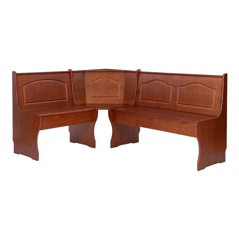 Linon Chelsea Wood Dining Nook Corner Unit in Walnut