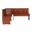Linon Chelsea Corner Dining Nook Unit with Storage in Stained Walnut Pine Wood