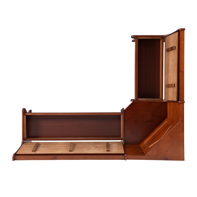 Linon Chelsea Wood Dining Nook Corner Unit in Walnut