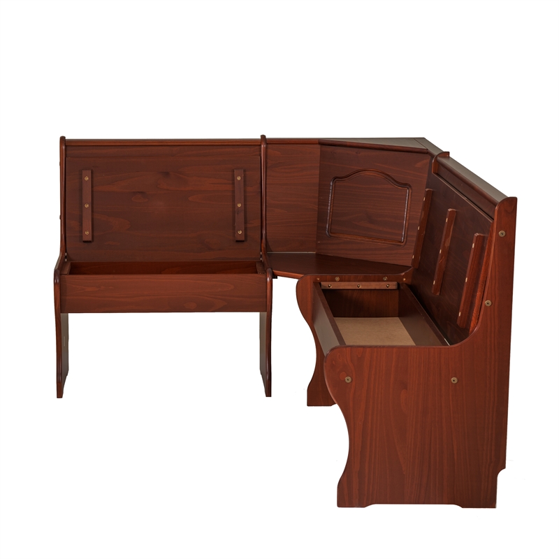 Linon Chelsea Wood Dining Nook Corner Unit in Walnut