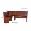 Linon Chelsea Corner Dining Nook Unit with Storage in Stained Walnut Pine Wood