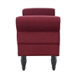 Linon Lillian Upholstered Bench Rolled Sides Dark Wood Legs in Berry Red Fabric