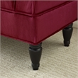 Linon Lillian Upholstered Bench Rolled Sides Dark Wood Legs in Berry Red Fabric