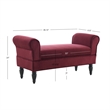 Linon Lillian Upholstered Bench Rolled Sides Dark Wood Legs in Berry Red Fabric