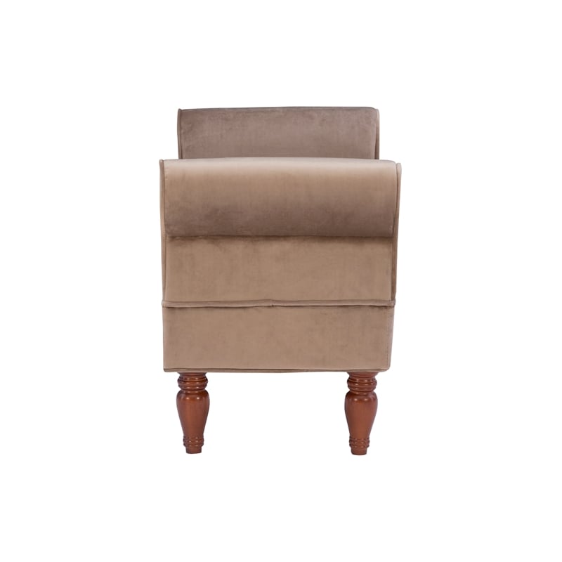 Linon Lillian Wood Upholstered Bench in Brown