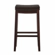Linon Claridge Backless Bar Stool Brown Faux Leather Wood Frame in Brown Finish