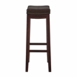 Linon Claridge Backless Bar Stool Brown Faux Leather Wood Frame in Brown Finish