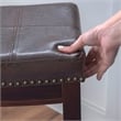 Linon Claridge Backless Bar Stool Brown Faux Leather Wood Frame in Brown Finish