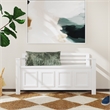 Linon Lenly Ladderback Entryway Storage Bench in White Painted Wood