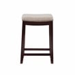 Linon Hampton Counter Stool Beige Padded Seat Wood Frame in Dark Walnut Brown