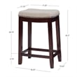 Linon Hampton Counter Stool Beige Padded Seat Wood Frame in Dark Walnut Brown