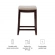Linon Hampton Counter Stool Beige Padded Seat Wood Frame in Dark Walnut Brown