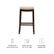 Linon Hampton Bar Stool Beige Padded Seat Wood Frame in Dark Walnut Brown
