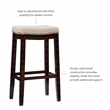 Linon Hampton Bar Stool Beige Padded Seat Wood Frame in Dark Walnut Brown