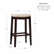 Linon Hampton Bar Stool Beige Padded Seat Wood Frame in Dark Walnut Brown