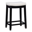 Linon Claridge Backless Counter Stool White Faux Leather Wood Frame in Black