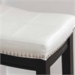 Linon Claridge Backless Counter Stool White Faux Leather Wood Frame in Black