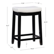 Linon Claridge Backless Counter Stool White Faux Leather Wood Frame in Black
