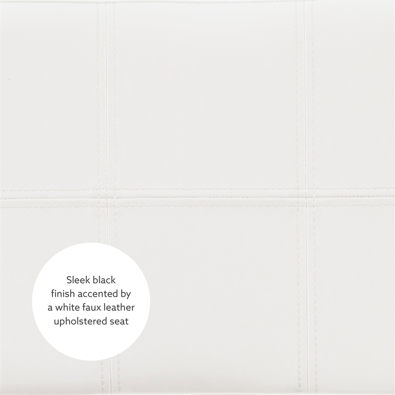 Linon Claridge Backless Counter Stool White Faux Leather Wood Frame in Black