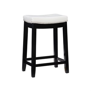 linon claridge faux leather bar stool in white