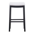 Linon Claridge Backless Bar Stool White Faux Leather Wood Frame in Black Finish