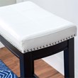 Linon Claridge Backless Bar Stool White Faux Leather Wood Frame in Black Finish
