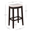 Linon Claridge Backless Bar Stool White Faux Leather Wood Frame in Black Finish