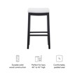 Linon Claridge Backless Bar Stool White Faux Leather Wood Frame in Black Finish